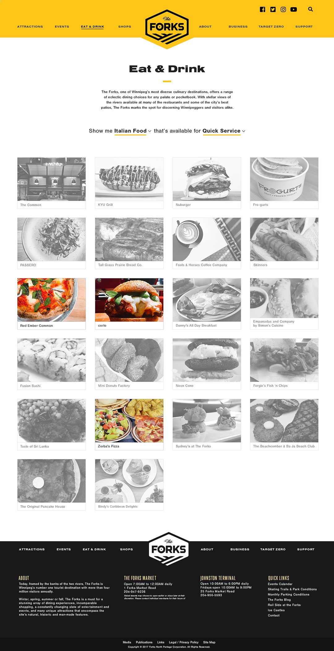 The Forks Market website design